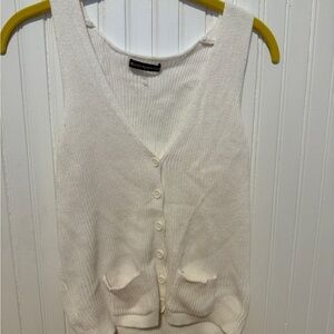 Calvin Klein White Button-Up Knit Vest